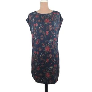 Patagonia Women's June Lake Dress Navy Floral Bird Size Medium